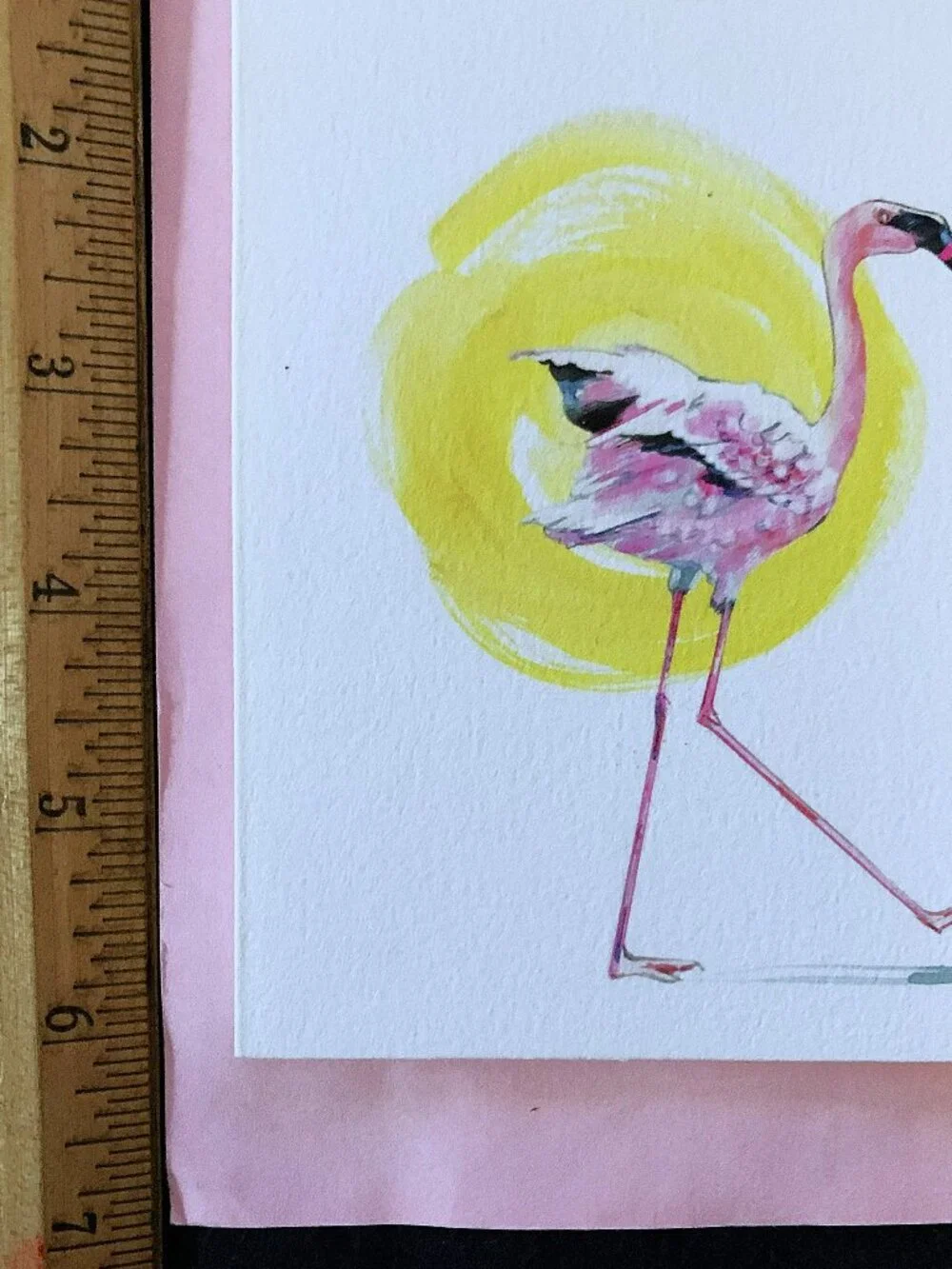 NEW Tropical Flamingo & Hibiscus Fabric Shower Curtain & Flamingo Art Card